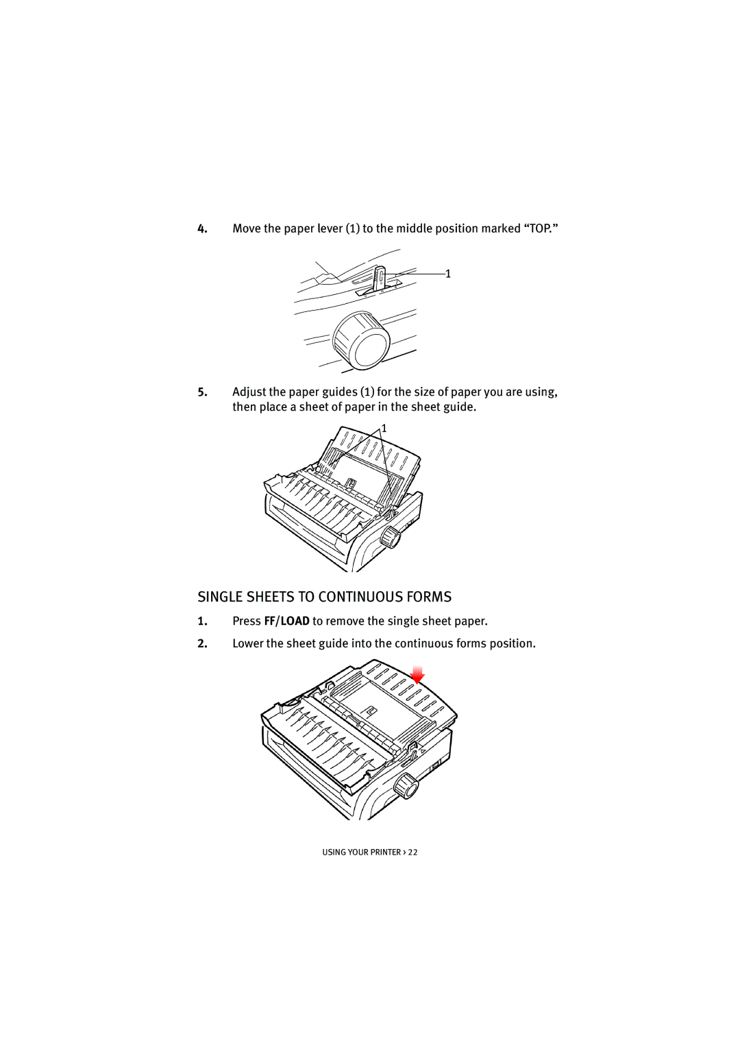 HP ML5590/91 manual Single Sheets to Continuous Forms 