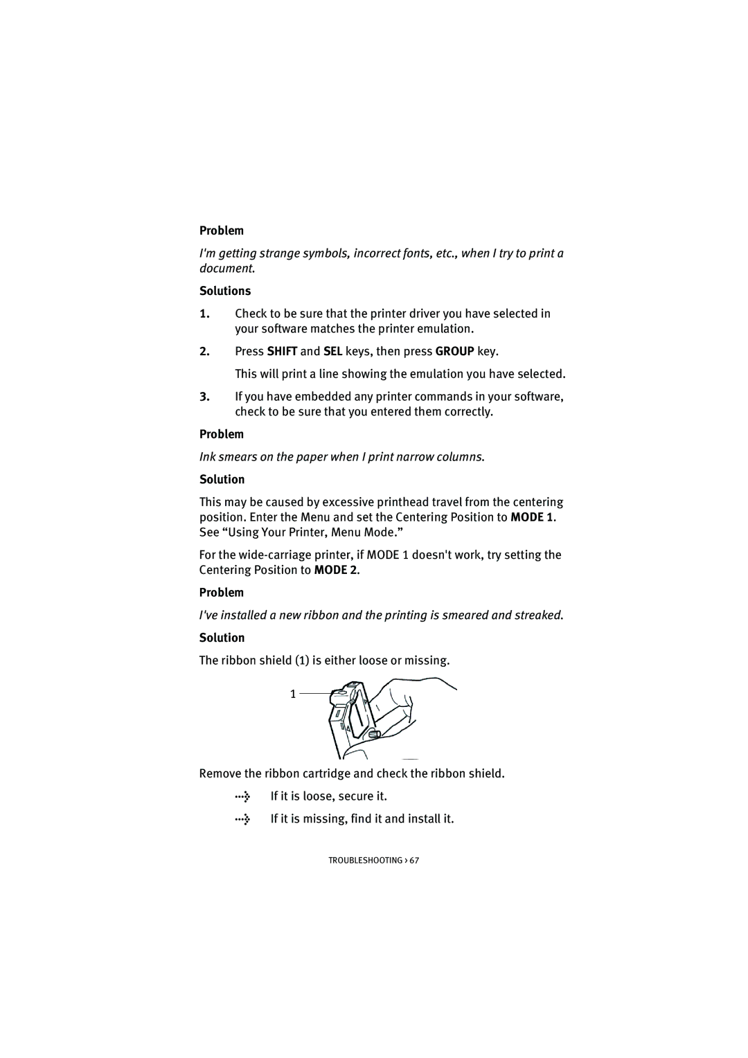 HP ML5590/91 manual Ink smears on the paper when I print narrow columns 