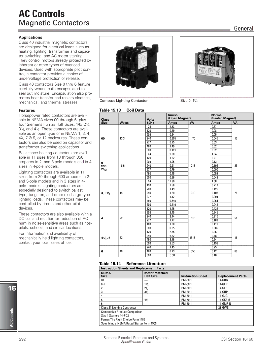 HP Type K02, Class SMF, Class MMS and MRS, Type F02 Magnetic Contactors, Applications, Coil Data, Reference Literature 