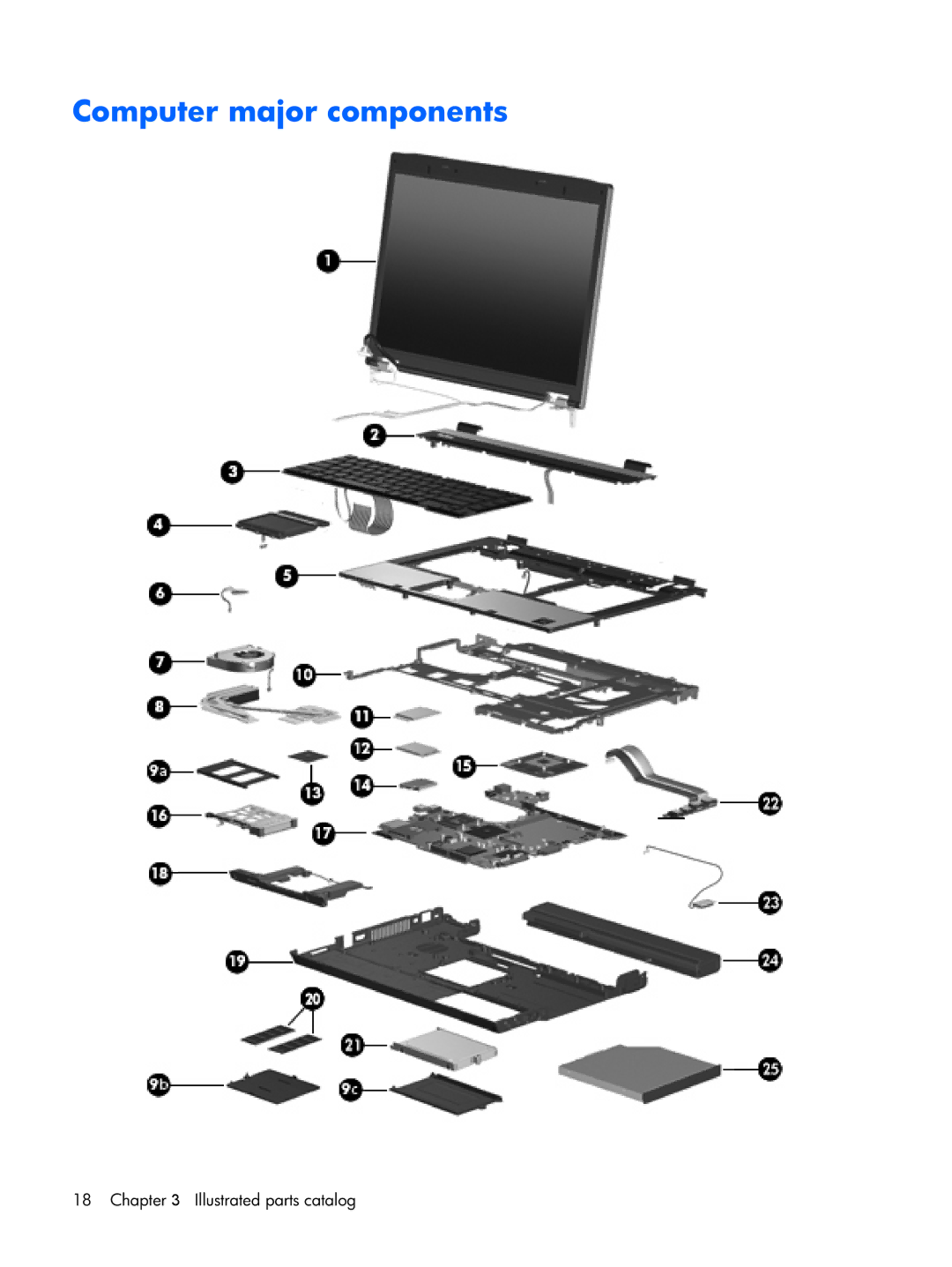 HP Mobile 8510w manual Computer major components, Illustrated parts catalog 