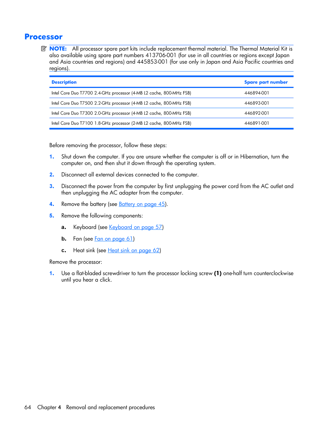 HP Mobile 8510w manual Processor 