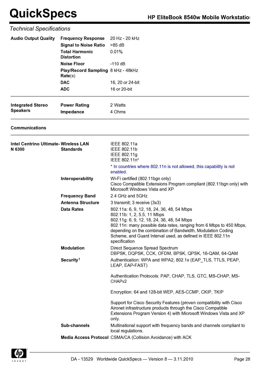 HP Mobile 8540w manual Dac, Adc 