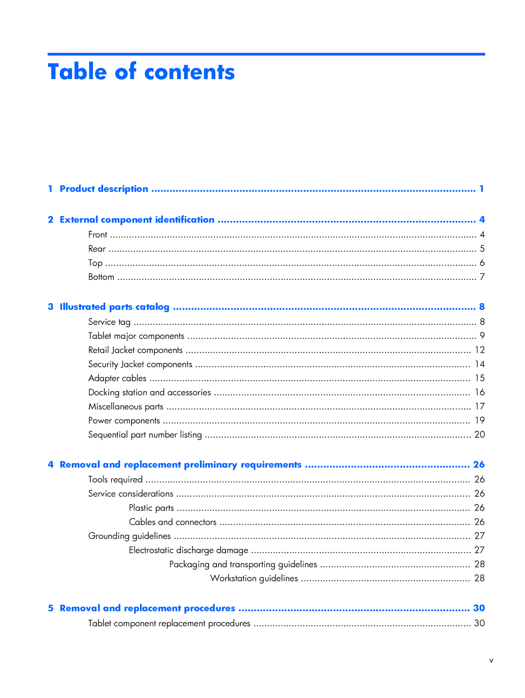 HP Mobile POS G1 Solution, Mobile POS G2 Solution manual Table of contents 