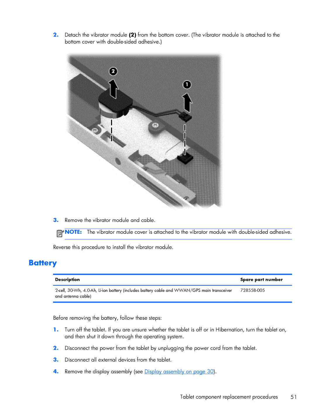 HP Mobile POS G1 Solution, Mobile POS G2 Solution manual Battery 