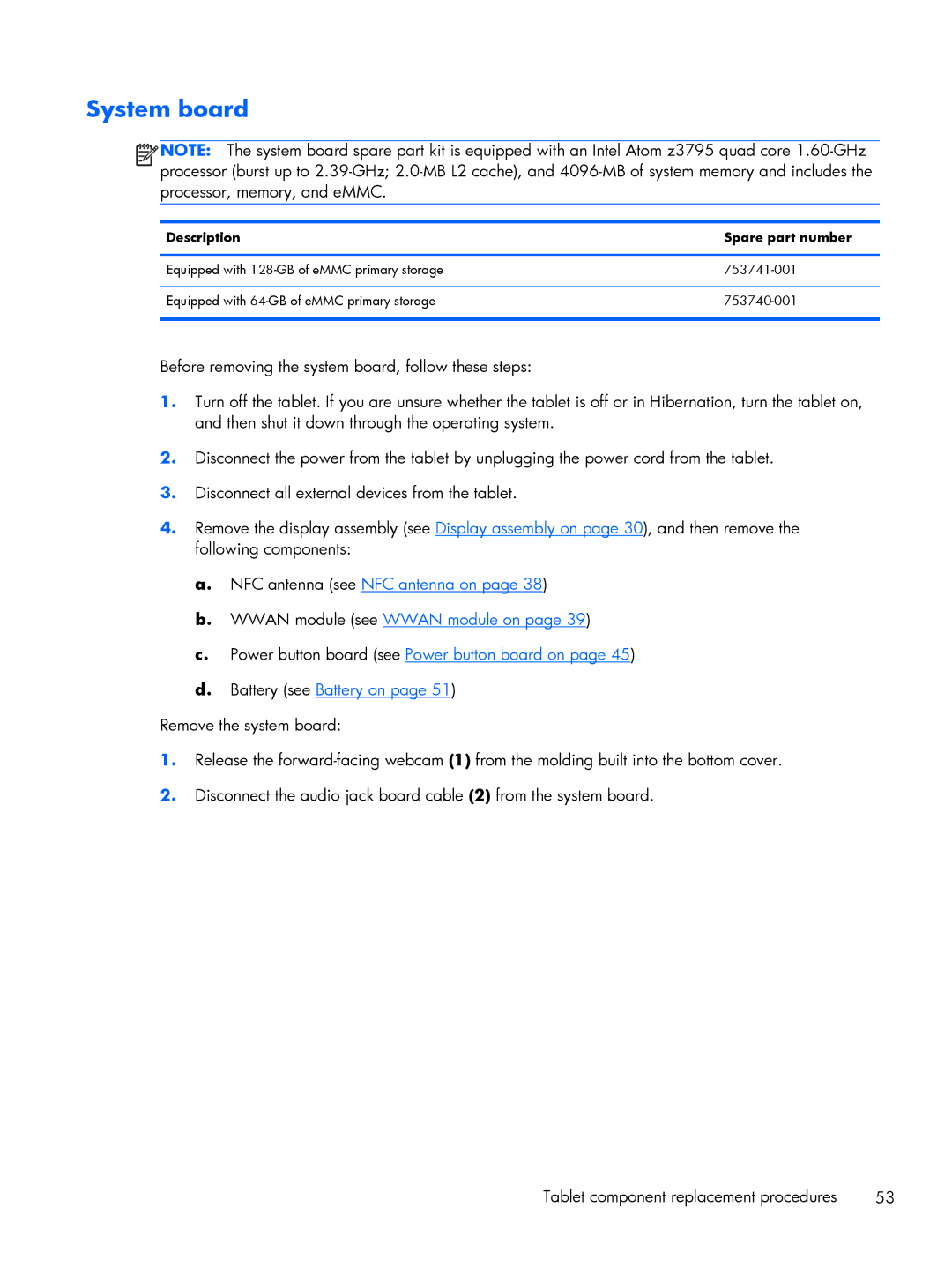 HP Mobile POS G1 Solution, Mobile POS G2 Solution manual System board 