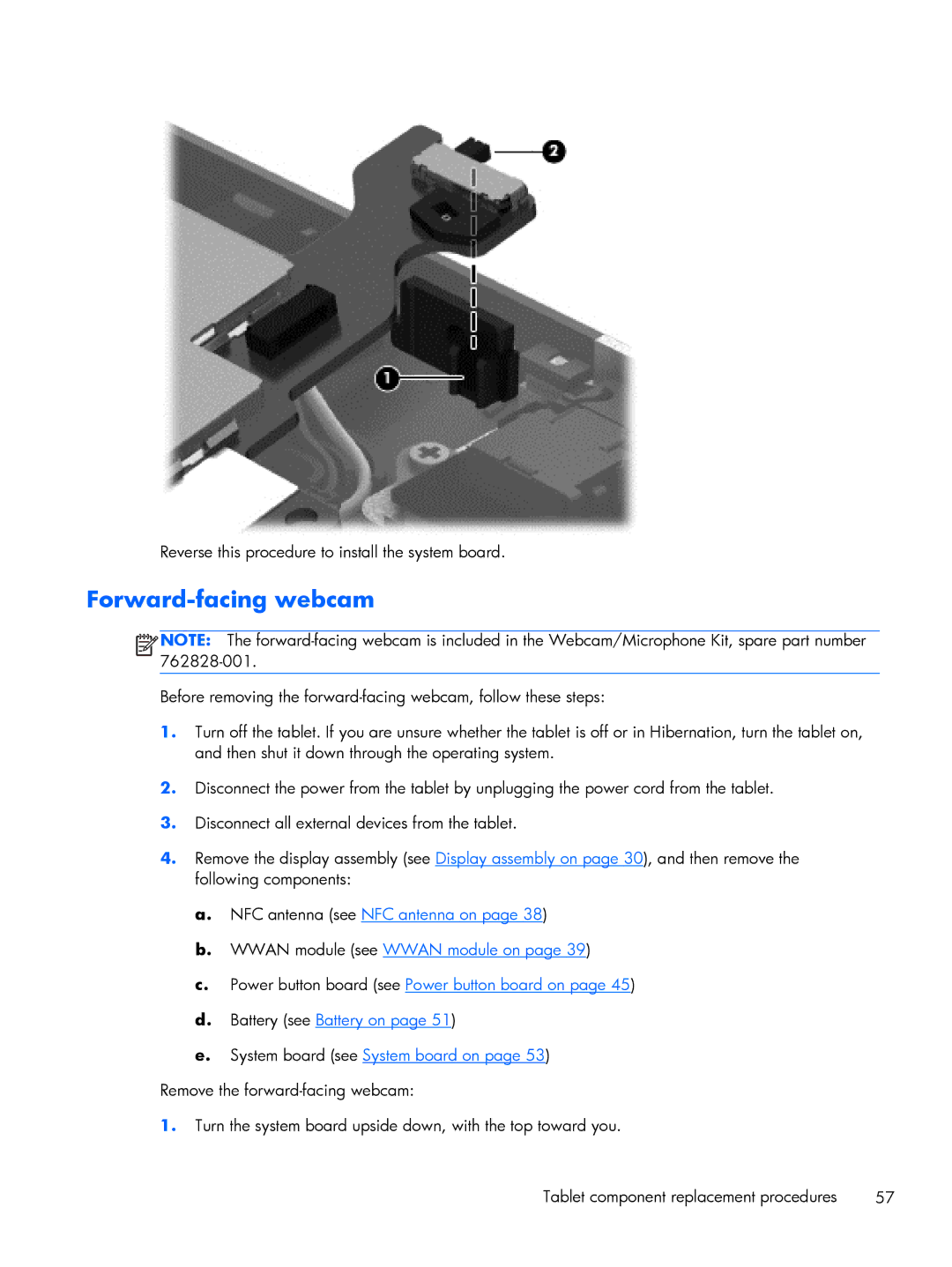 HP Mobile POS G1 Solution, Mobile POS G2 Solution manual Forward-facing webcam 