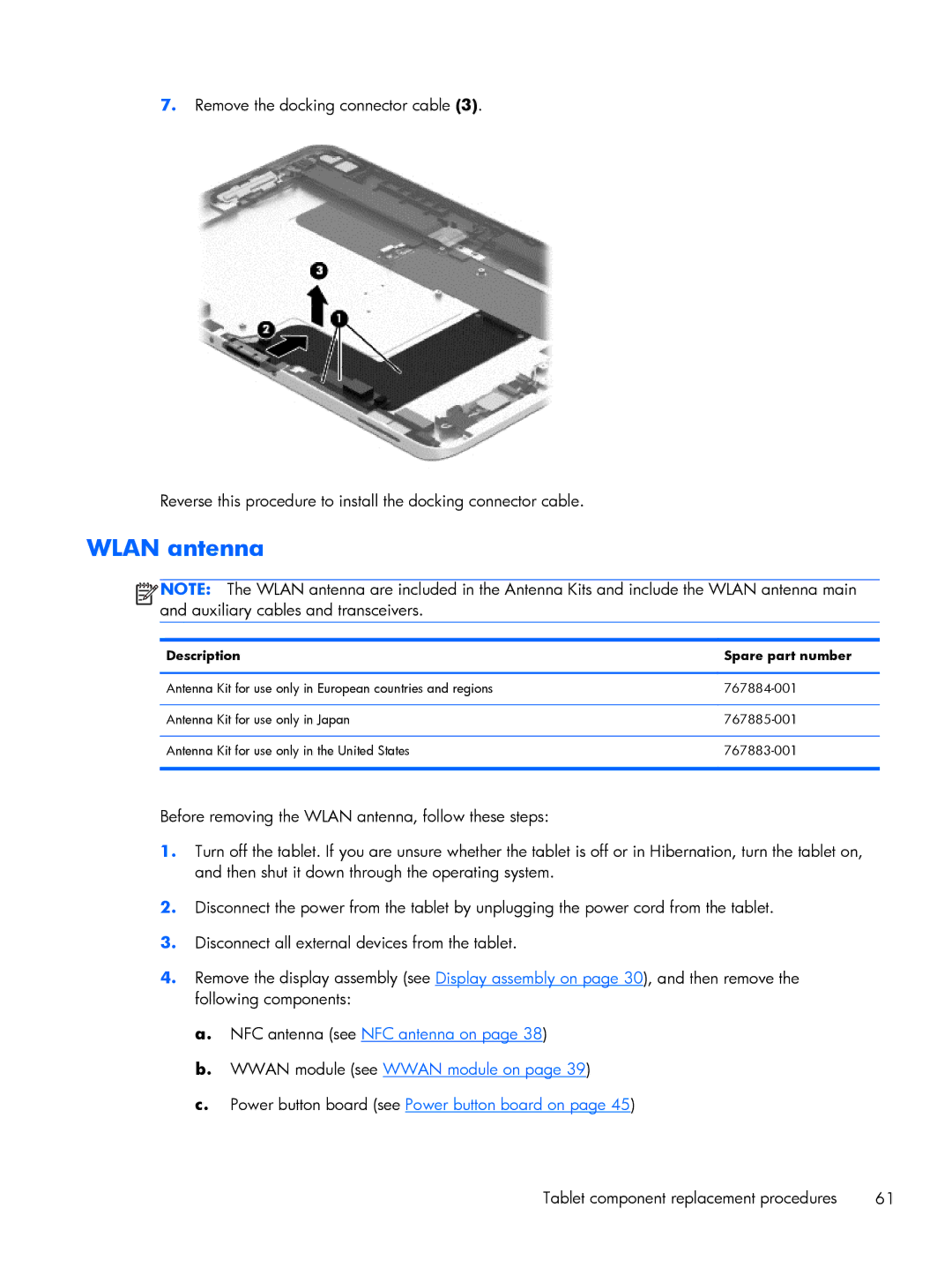 HP Mobile POS G1 Solution, Mobile POS G2 Solution manual Wlan antenna 