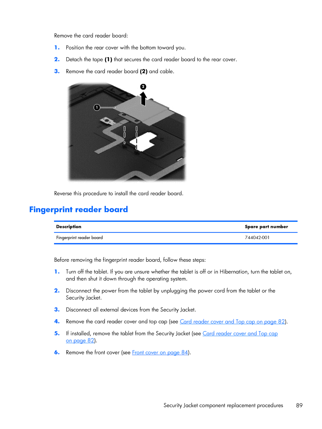 HP Mobile POS G1 Solution, Mobile POS G2 Solution manual Fingerprint reader board 