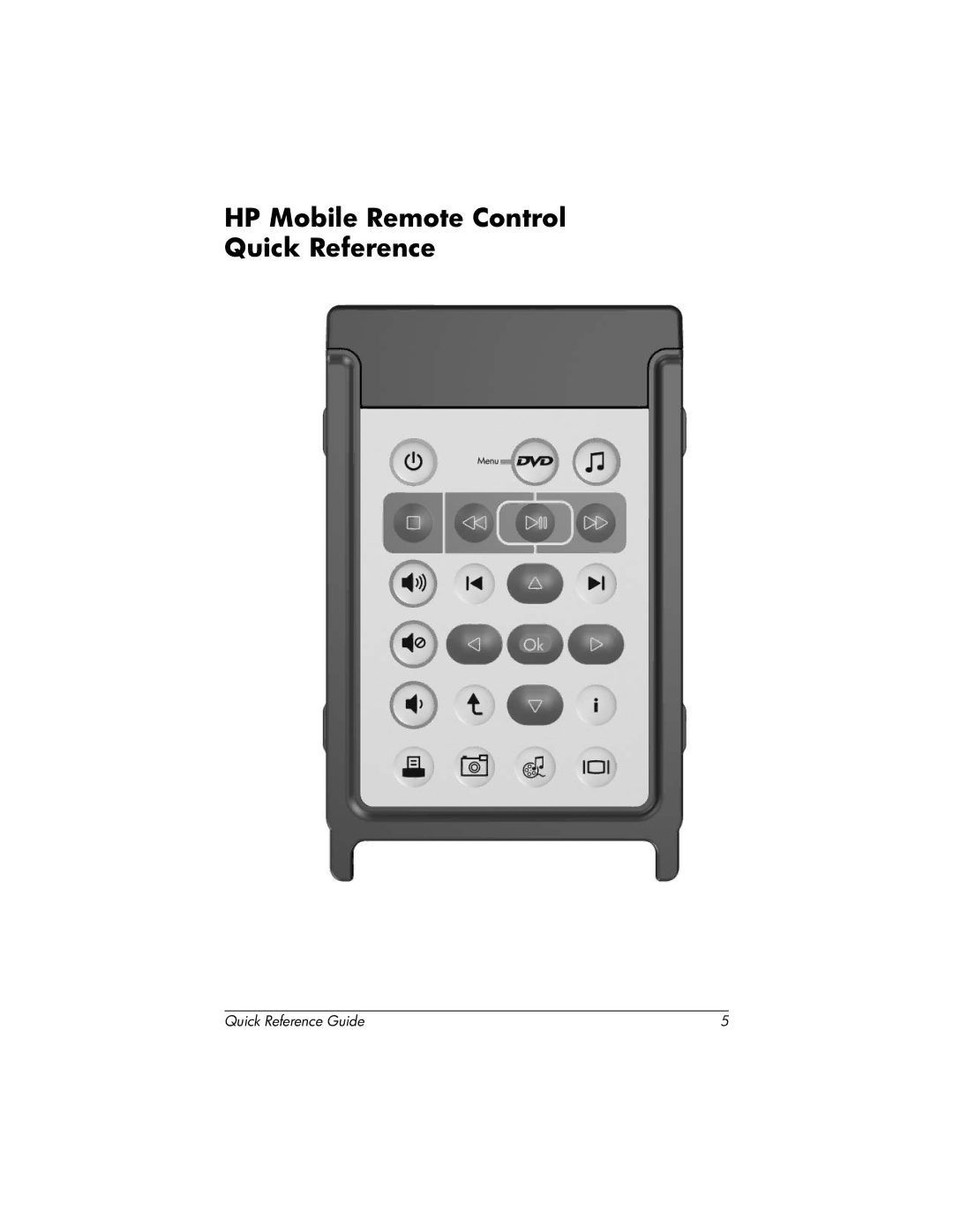 HP Mobile Remote Control 367174-001 manual HP Mobile Remote Control Quick Reference 