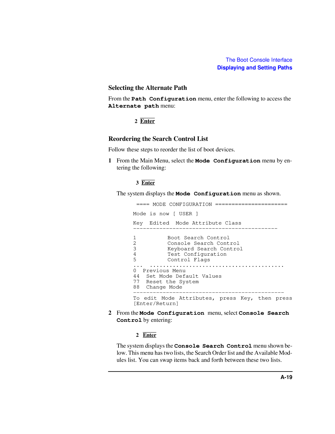 HP Model 743 manual Selecting the Alternate Path, Reordering the Search Control List 