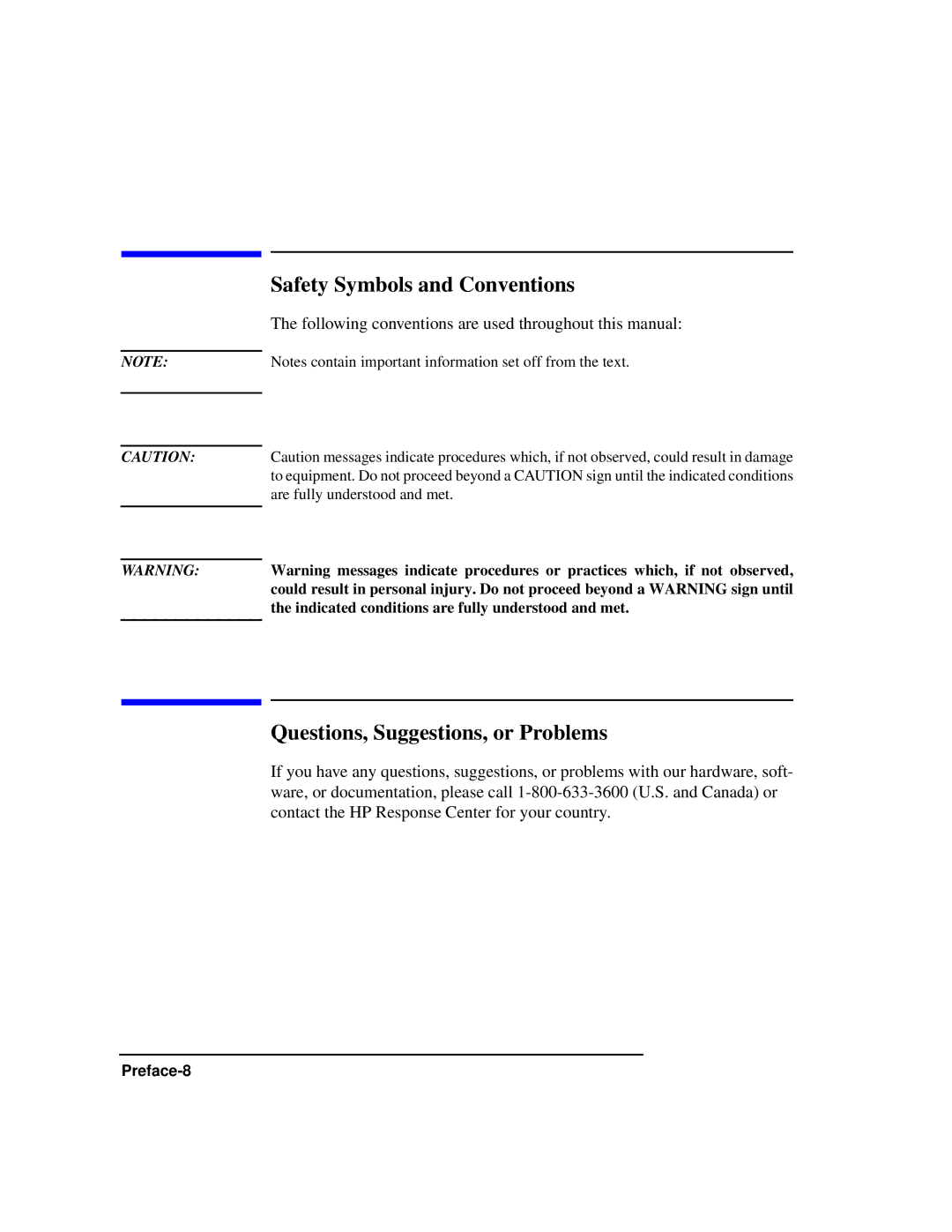 HP Model 743 manual Safety Symbols and Conventions, Questions, Suggestions, or Problems 