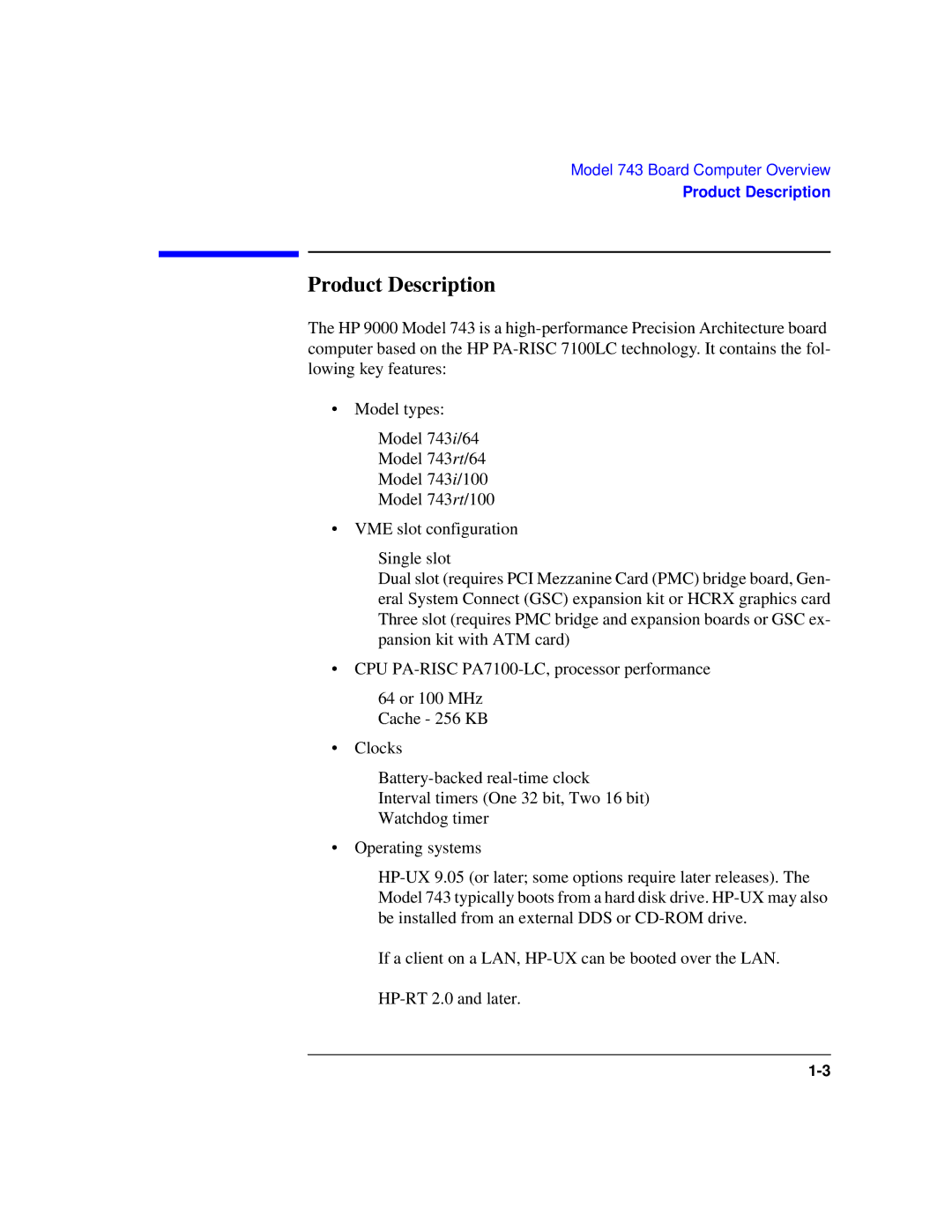 HP Model 743 manual Product Description 