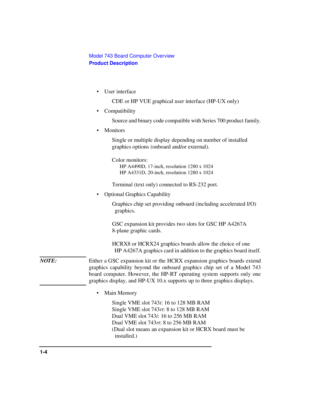 HP Model 743 manual Product Description 