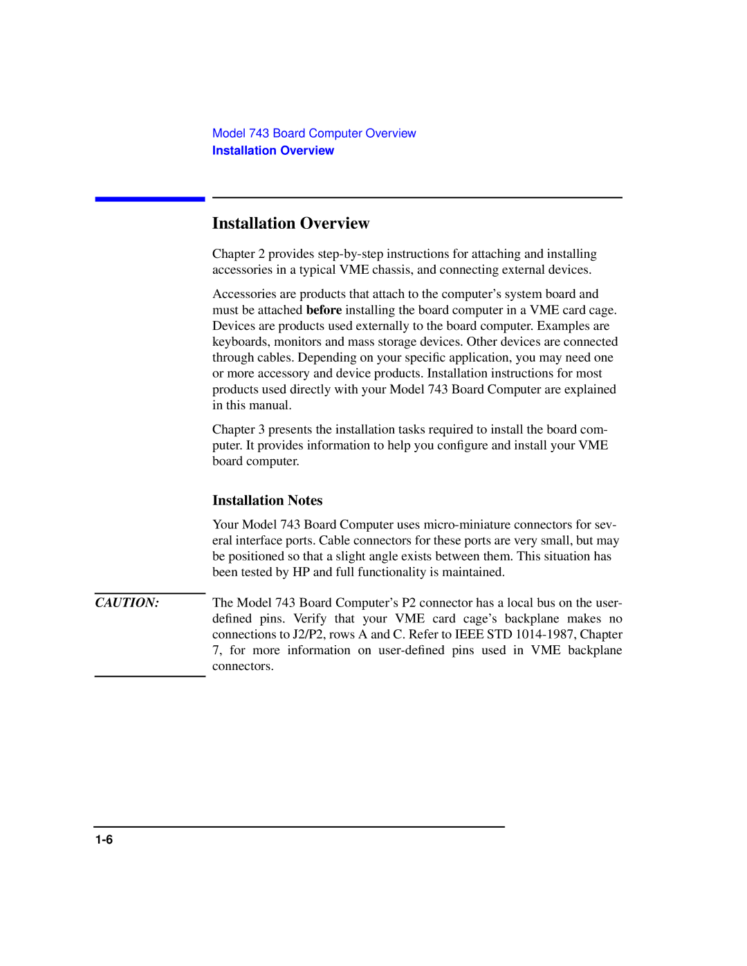 HP Model 743 manual Installation Overview, Installation Notes 