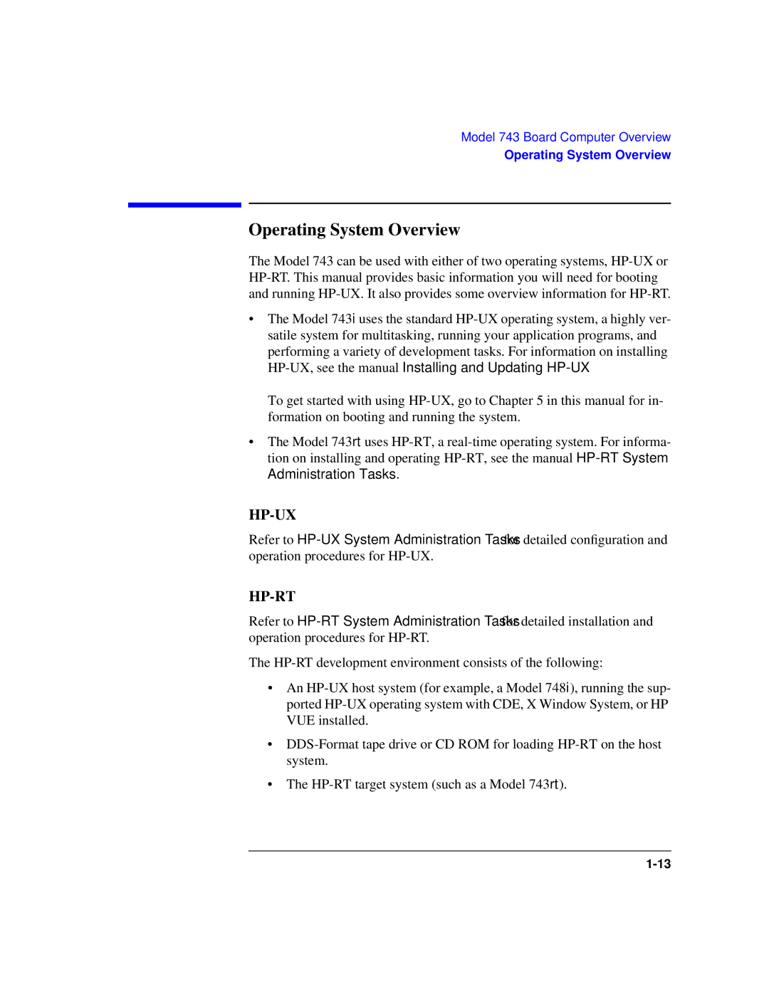 HP Model 743 manual Operating System Overview, Hp-Ux 