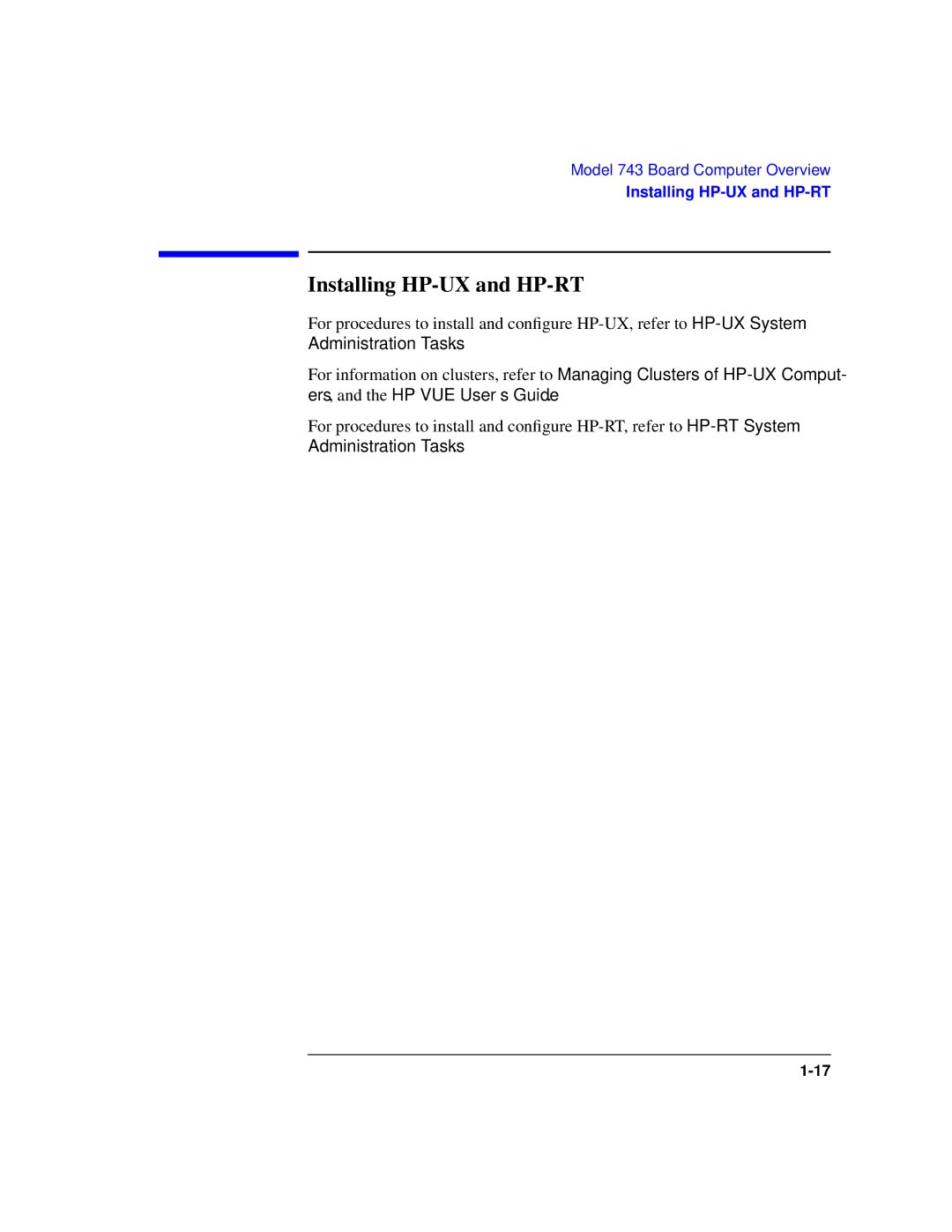 HP Model 743 manual Installing HP-UX and HP-RT 