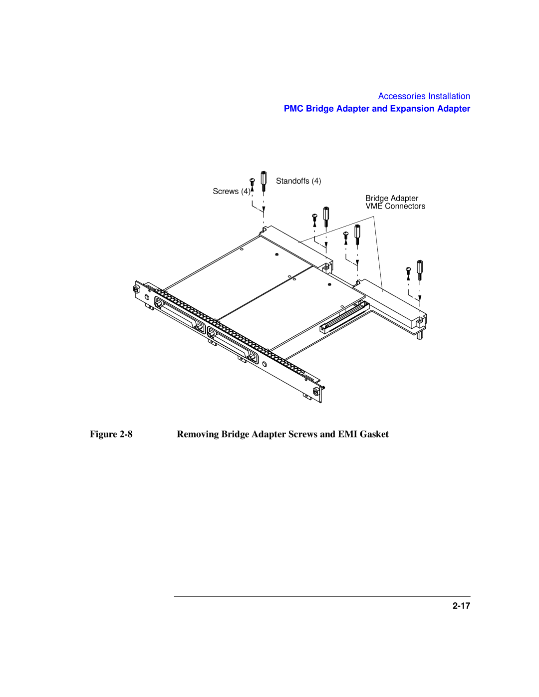 HP Model 743 manual Removing Bridge Adapter Screws and EMI Gasket 