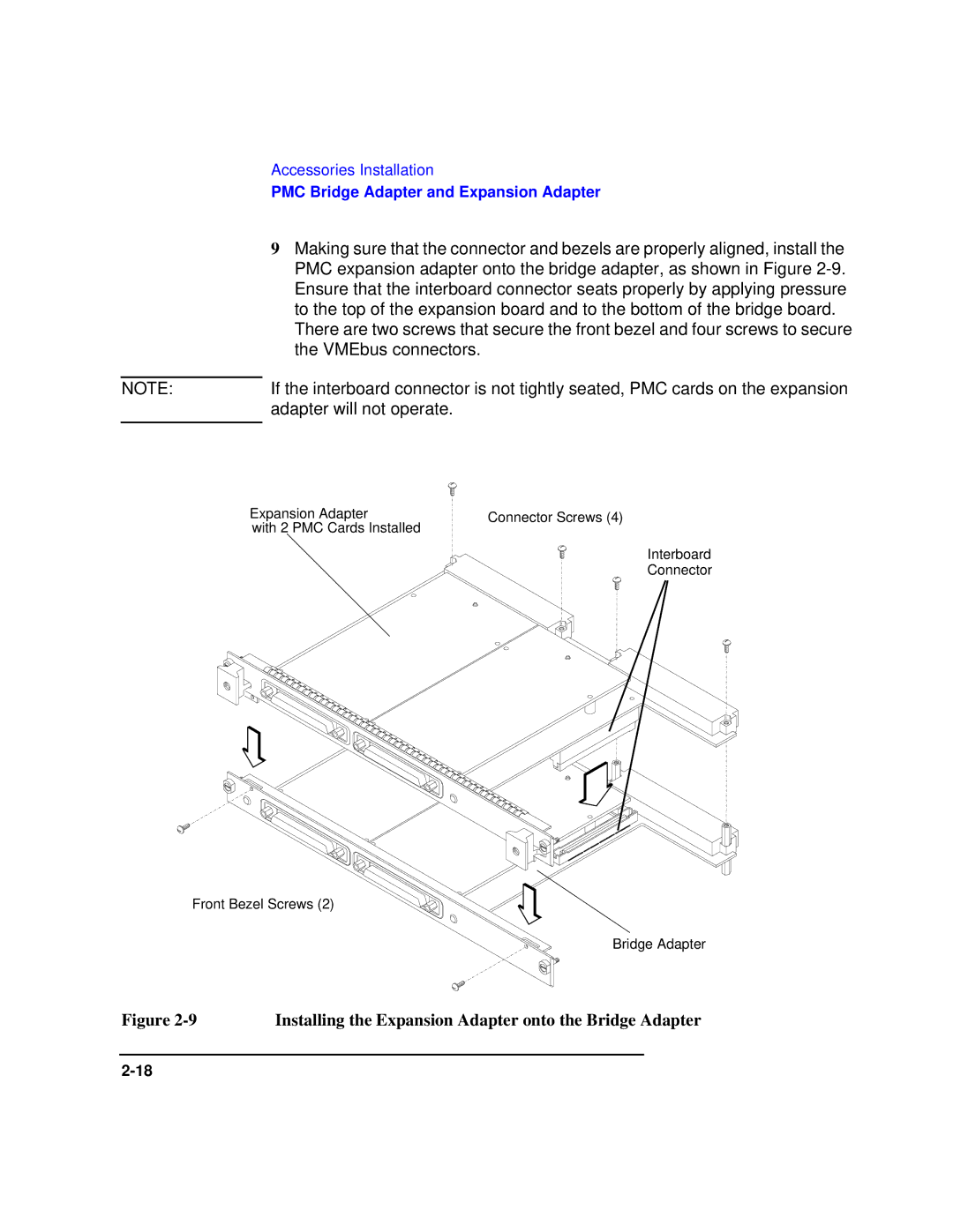 HP Model 743 manual Installing the Expansion Adapter onto the Bridge Adapter 