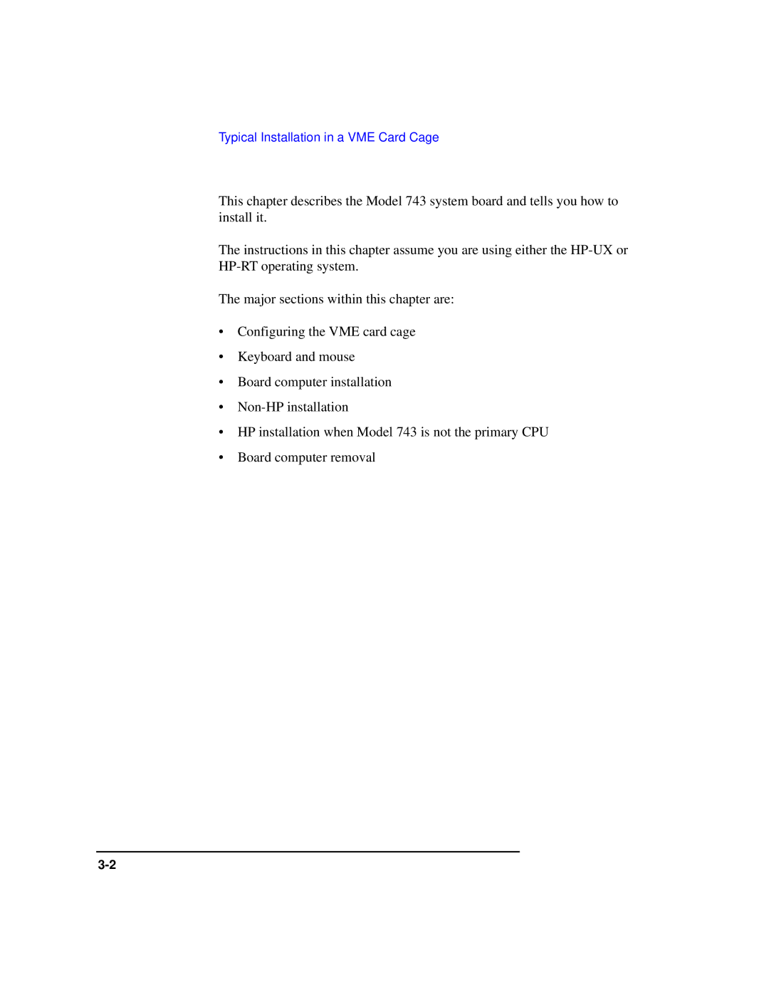 HP Model 743 manual Typical Installation in a VME Card Cage 