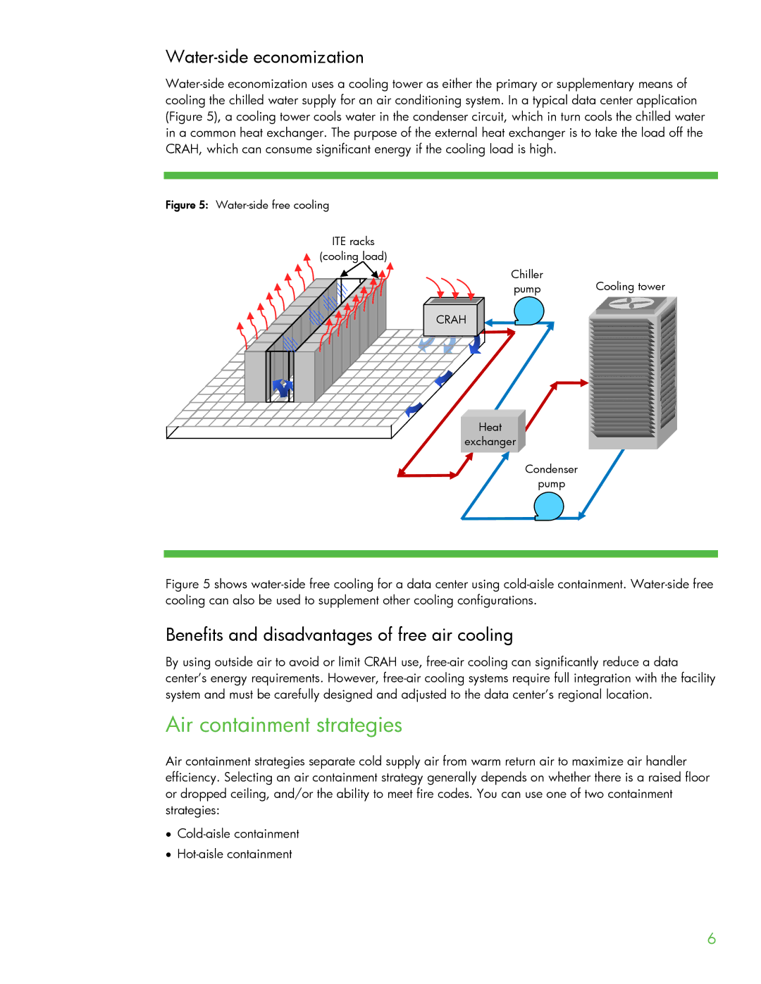 HP Modular Cooling System manual Air containment strategies, Water-side economization 