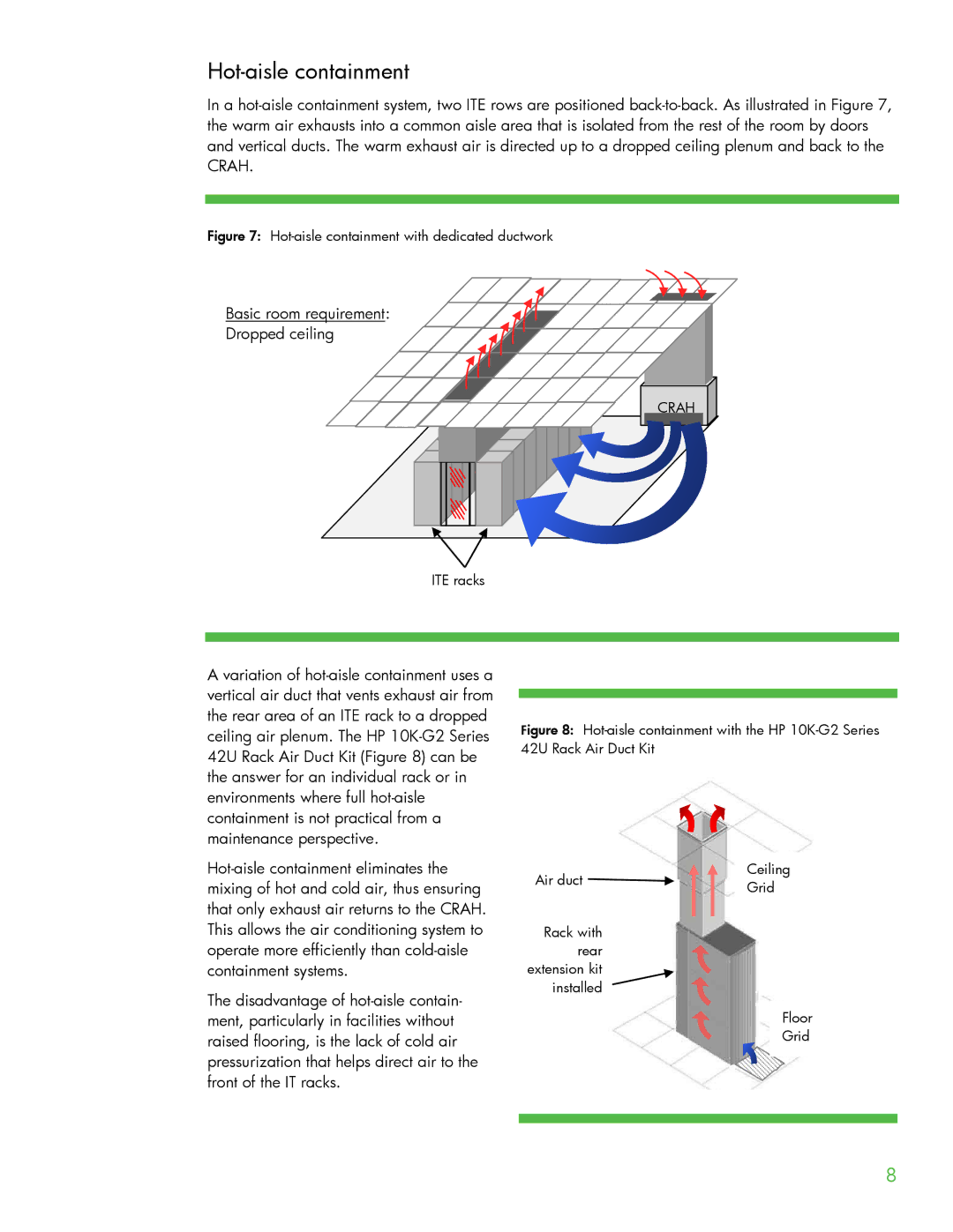 HP Modular Cooling System manual Hot-aisle containment with dedicated ductwork 