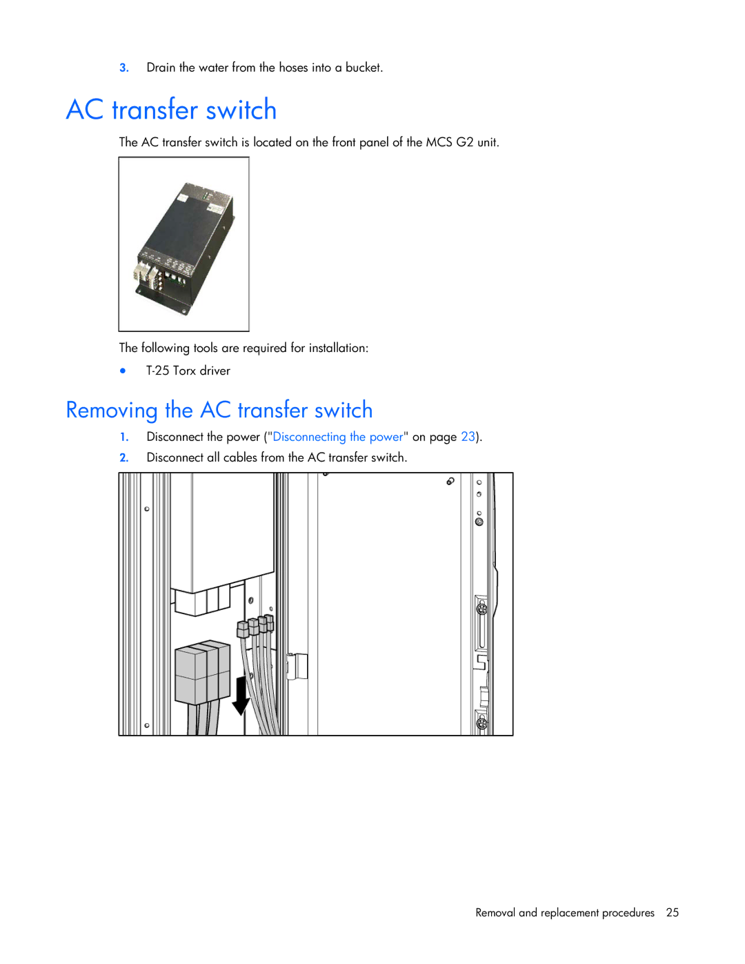 HP Modular Cooling System manual Removing the AC transfer switch 