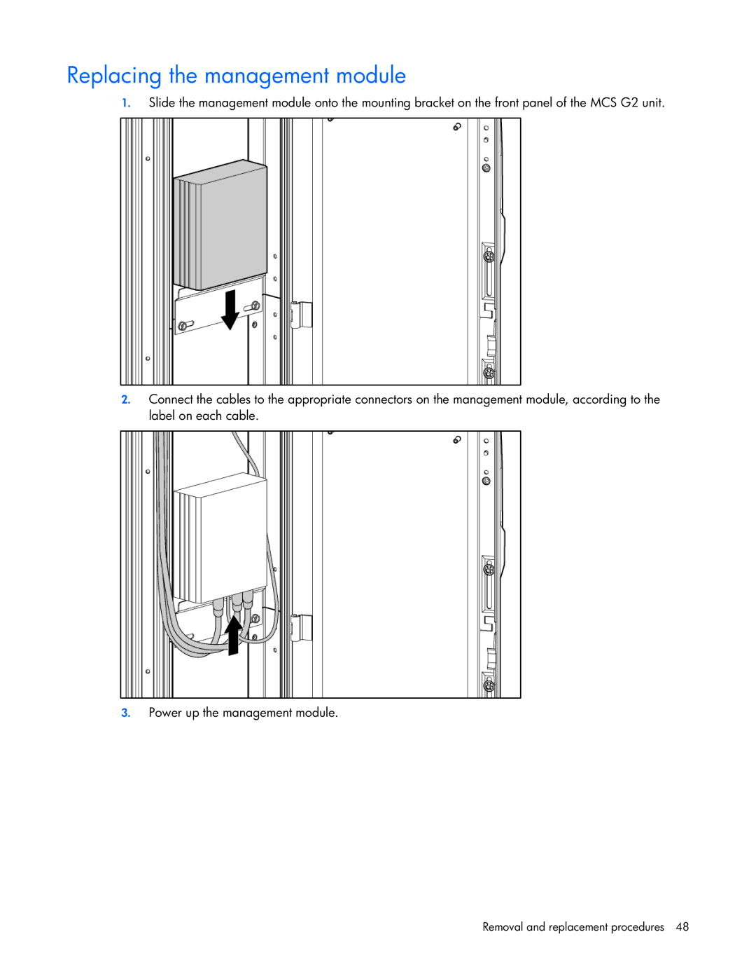 HP Modular Cooling System manual Replacing the management module 