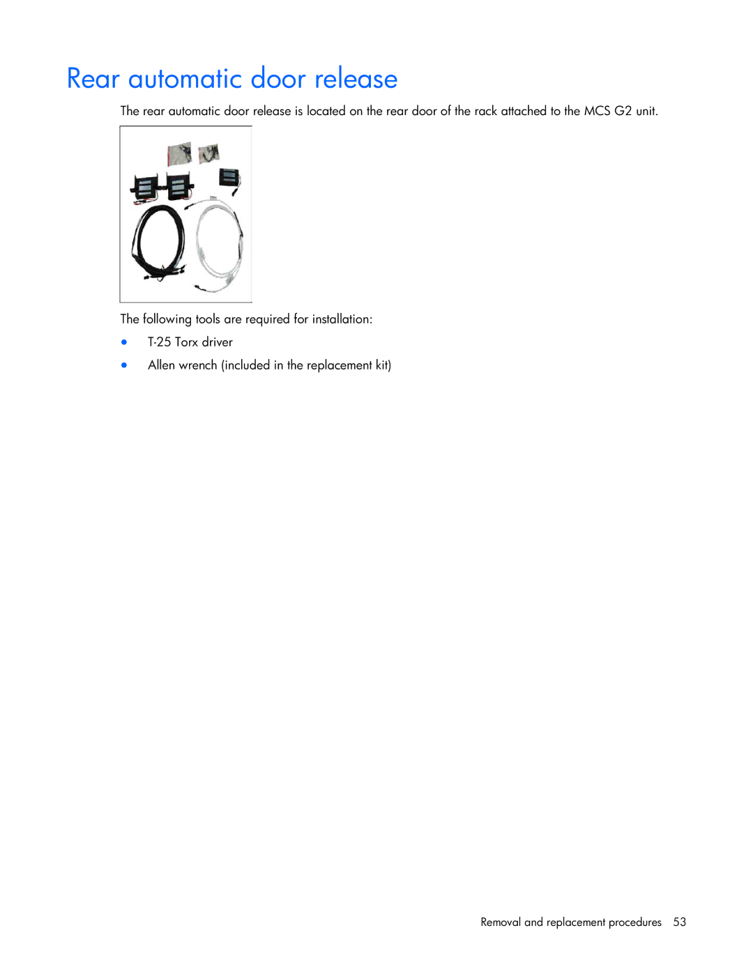 HP Modular Cooling System manual Rear automatic door release 