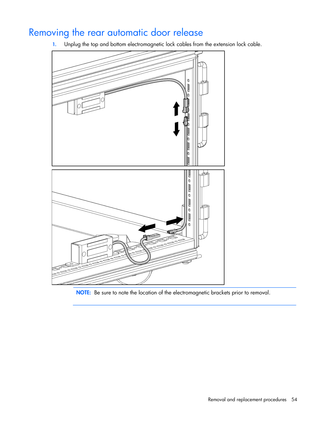 HP Modular Cooling System manual Removing the rear automatic door release 