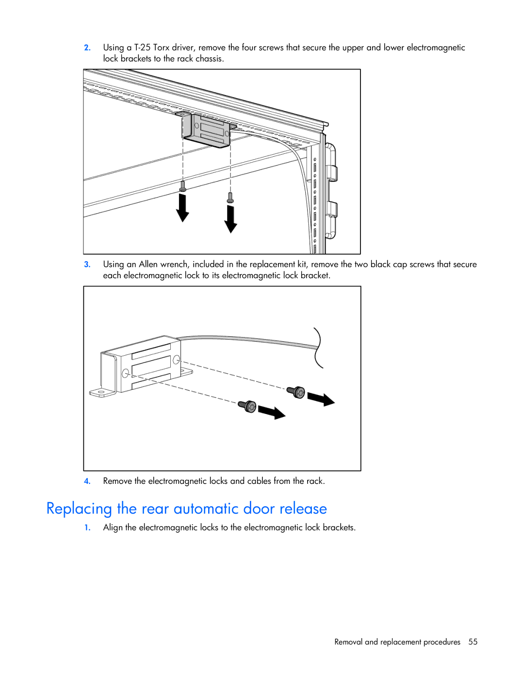 HP Modular Cooling System manual Replacing the rear automatic door release 