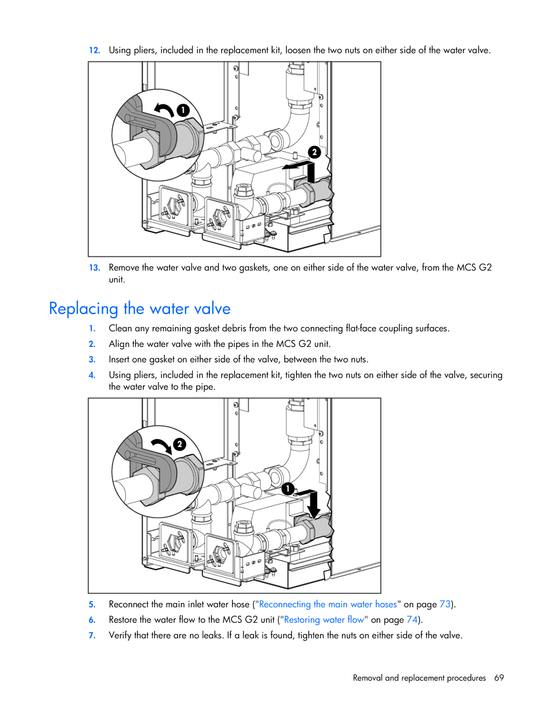 HP Modular Cooling System manual Replacing the water valve 