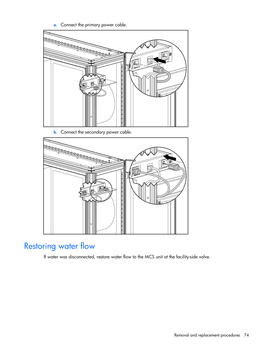 HP Modular Cooling System manual Restoring water flow 