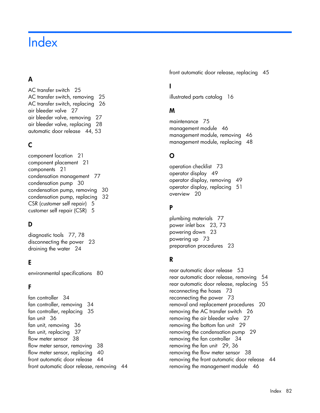 HP Modular Cooling System manual Index 