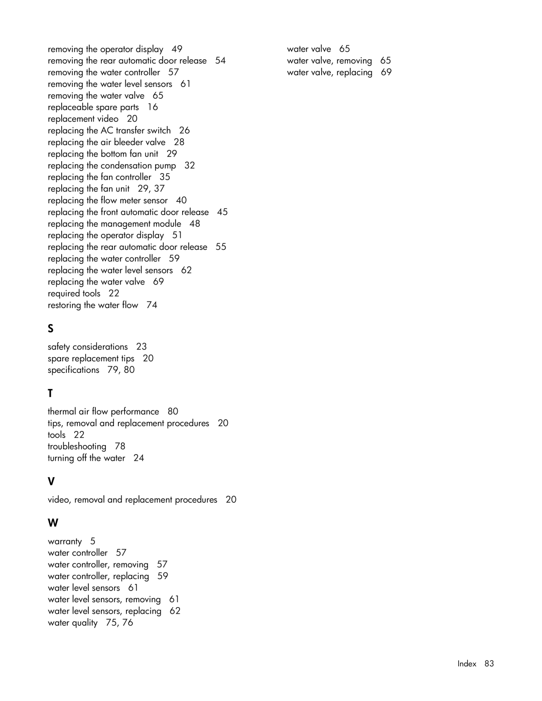 HP Modular Cooling System manual Index 