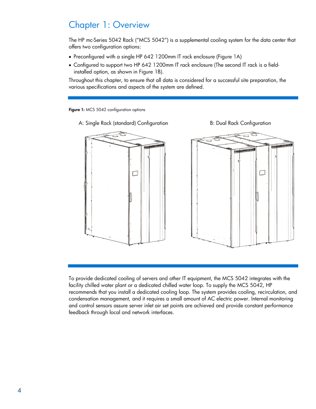 HP Modular Cooling System manual Overview, MCS 5042 configuration options 