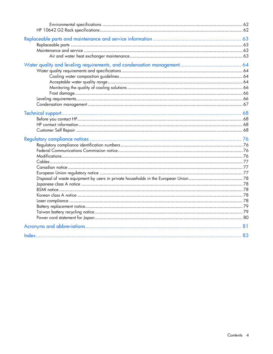 HP Modular Cooling System manual Replaceable parts and maintenance and service information 