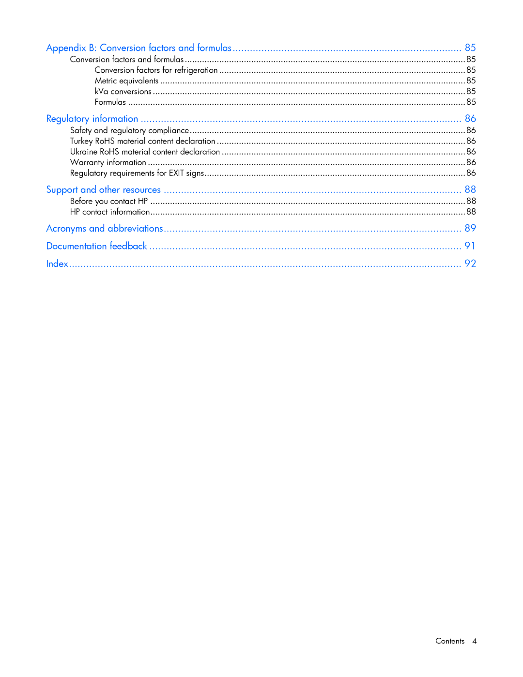 HP Modular Cooling System manual Appendix B Conversion factors and formulas, Before you contact HP HP contact information 