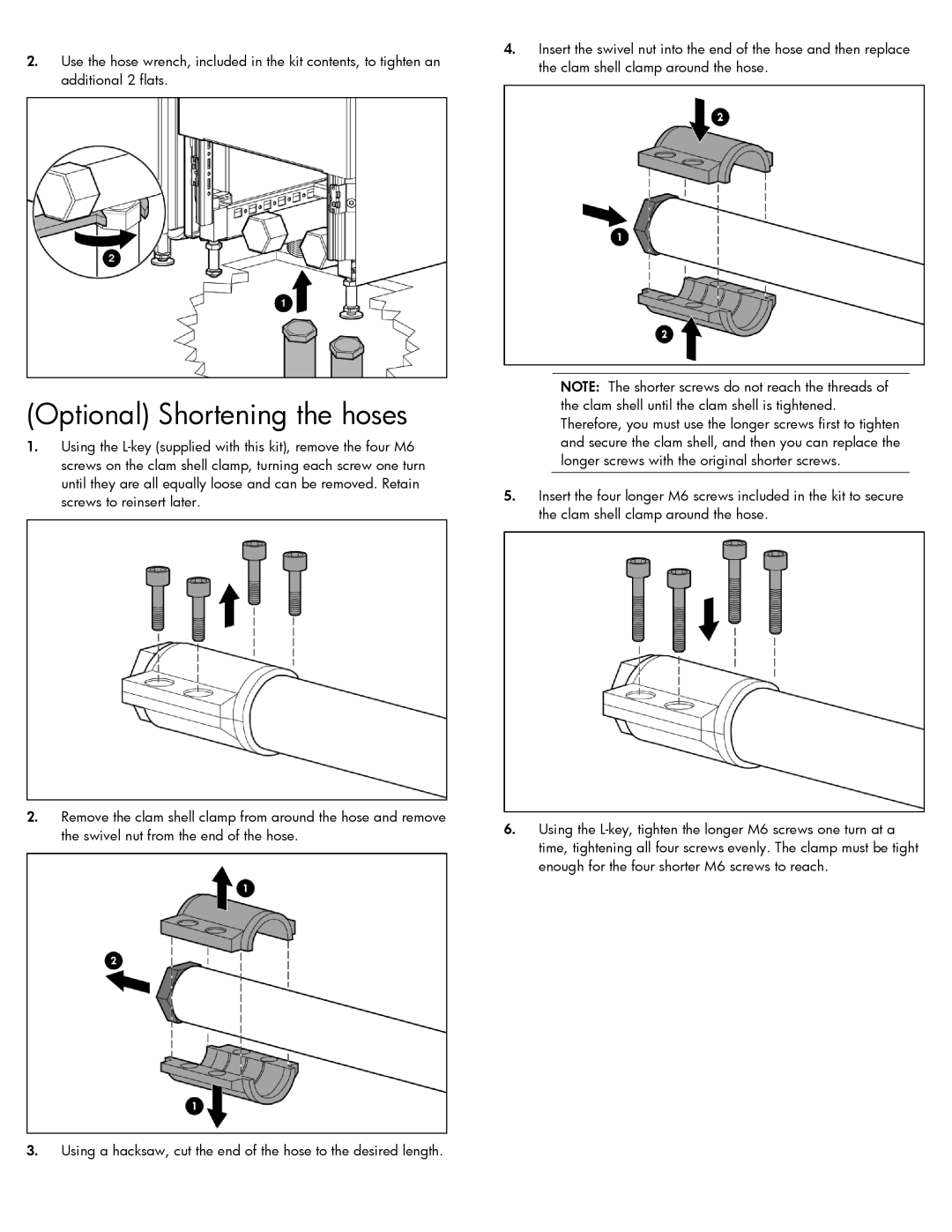 HP Modular Cooling System manual Optional Shortening the hoses 