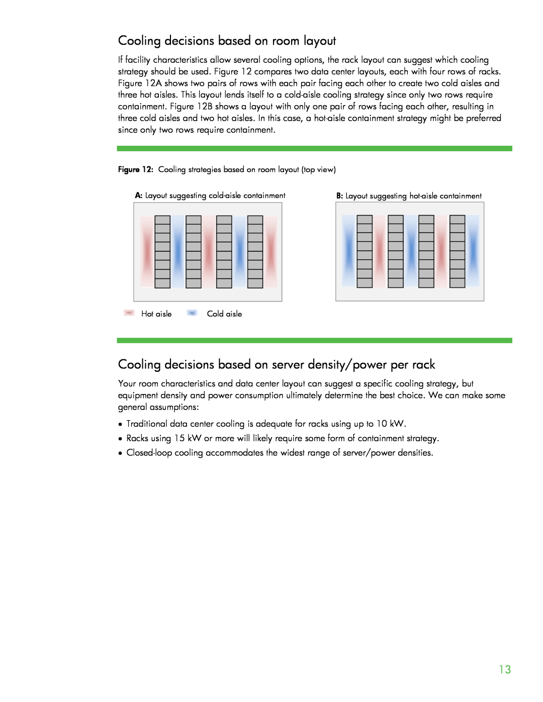 HP Modular Cooling System Cooling decisions based on room layout, Cooling decisions based on server density/power per rack 