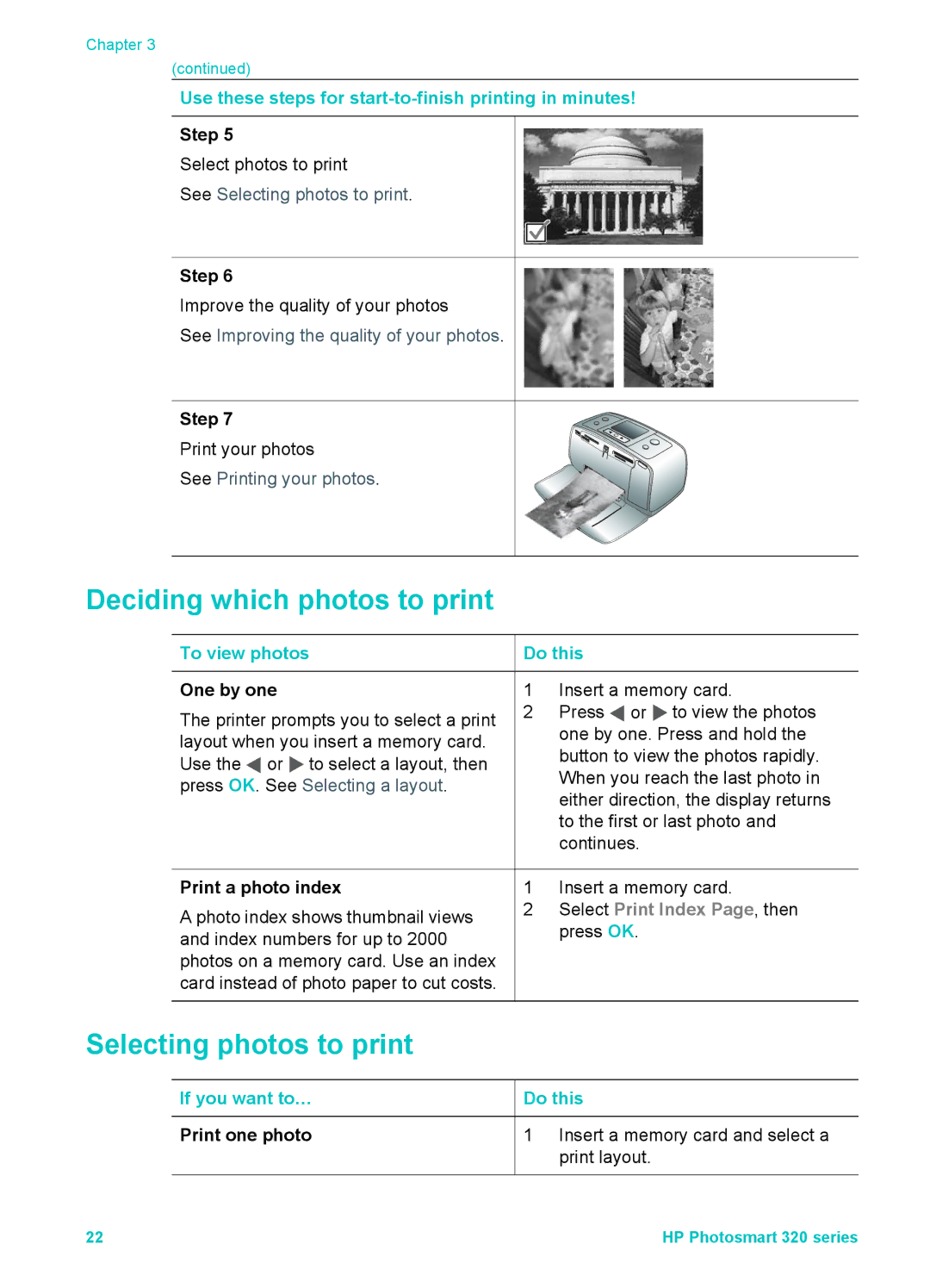 HP Mopier 320 manual Deciding which photos to print, Selecting photos to print, To view photos, Do this 