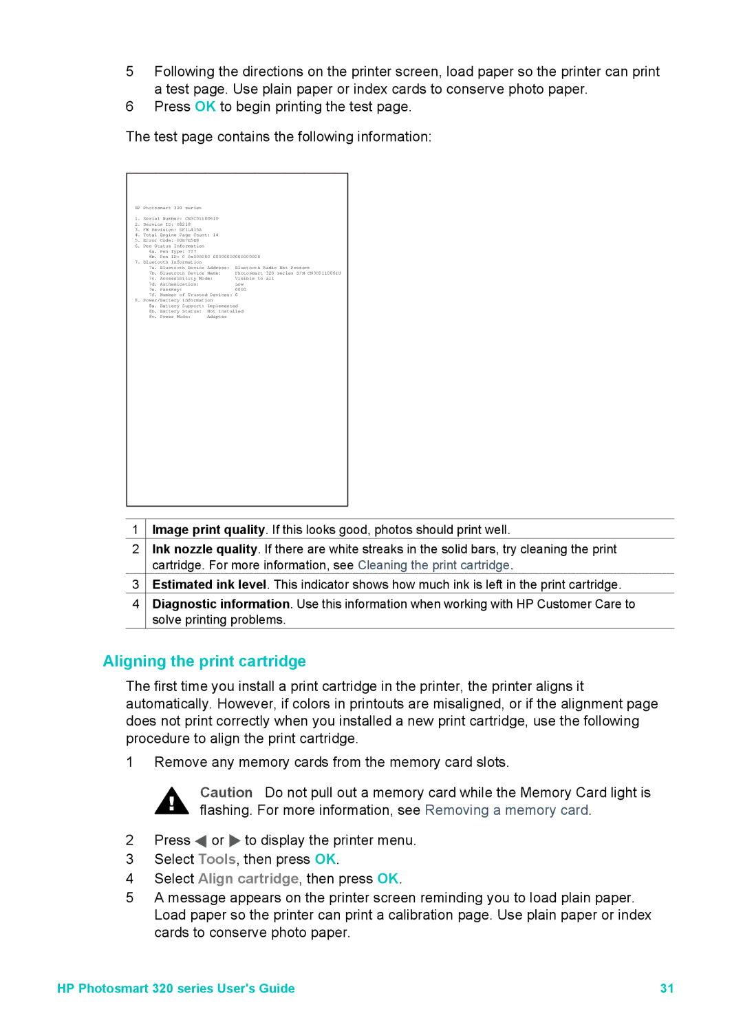 HP Mopier 320 manual Aligning the print cartridge 