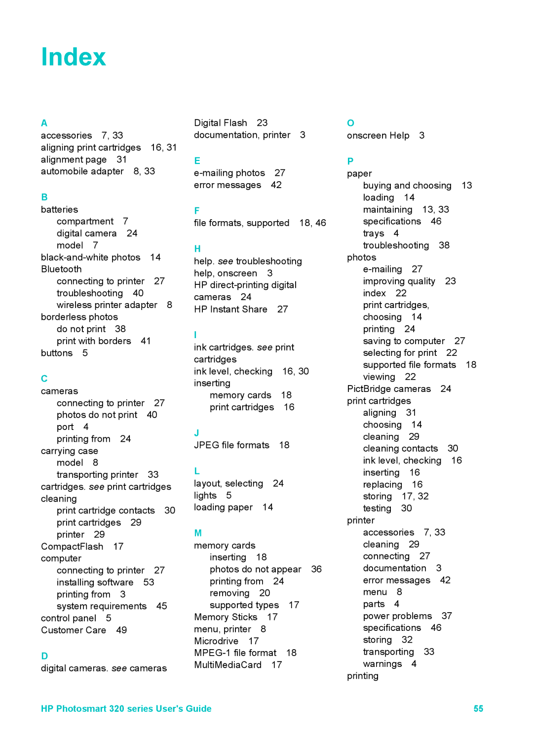 HP Mopier 320 manual Index 