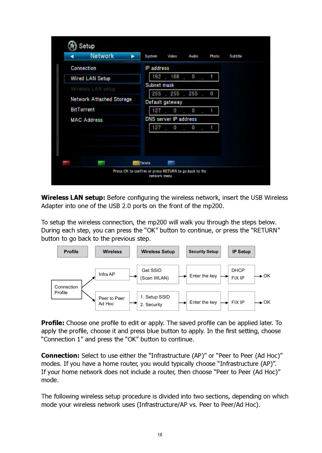 HP MP200 manual Profile Wireless Wireless Setup 