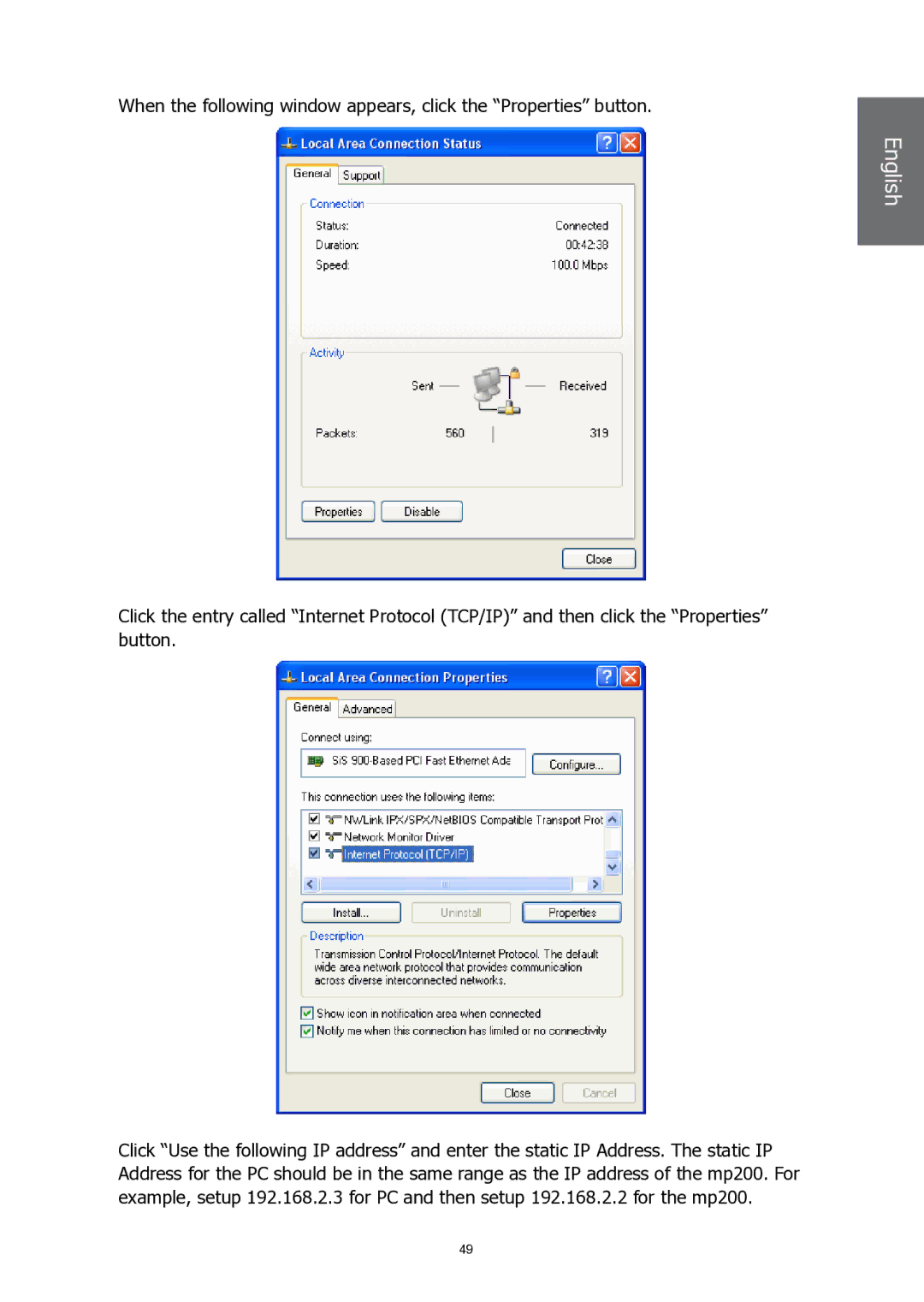 HP MP200 manual English English 