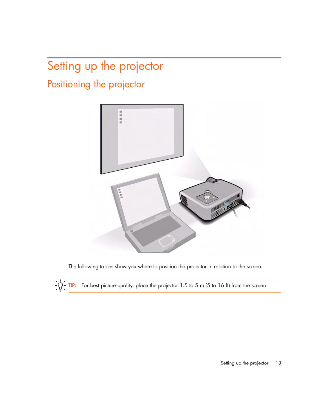 HP mp2210, mp2215 manual Setting up the projector, Positioning the projector 