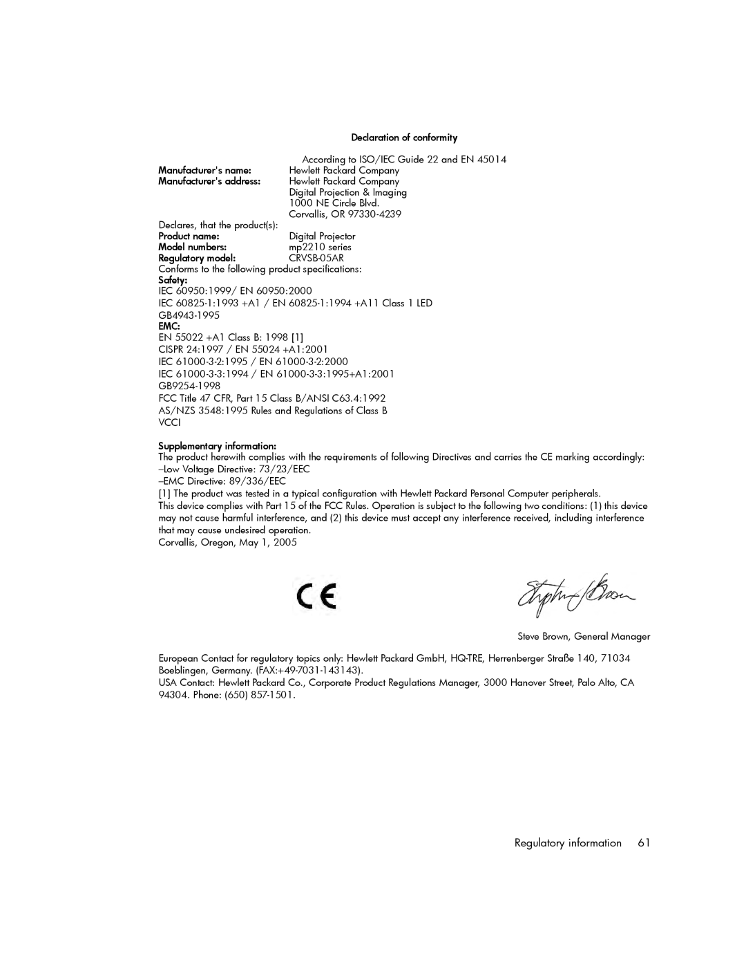 HP mp2210, mp2215 manual CRVSB-05AR 