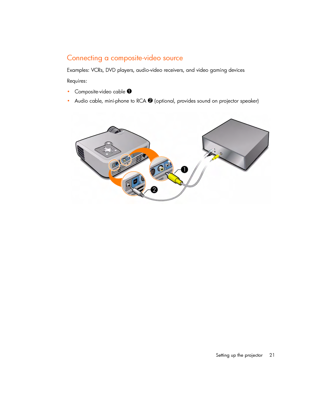 HP mp2220 manual Connecting a composite-video source 