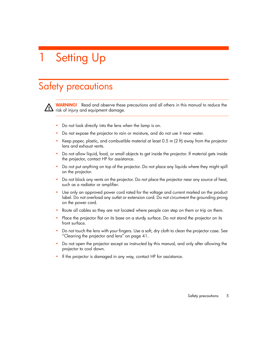 HP mp2220 manual Setting Up, Safety precautions 