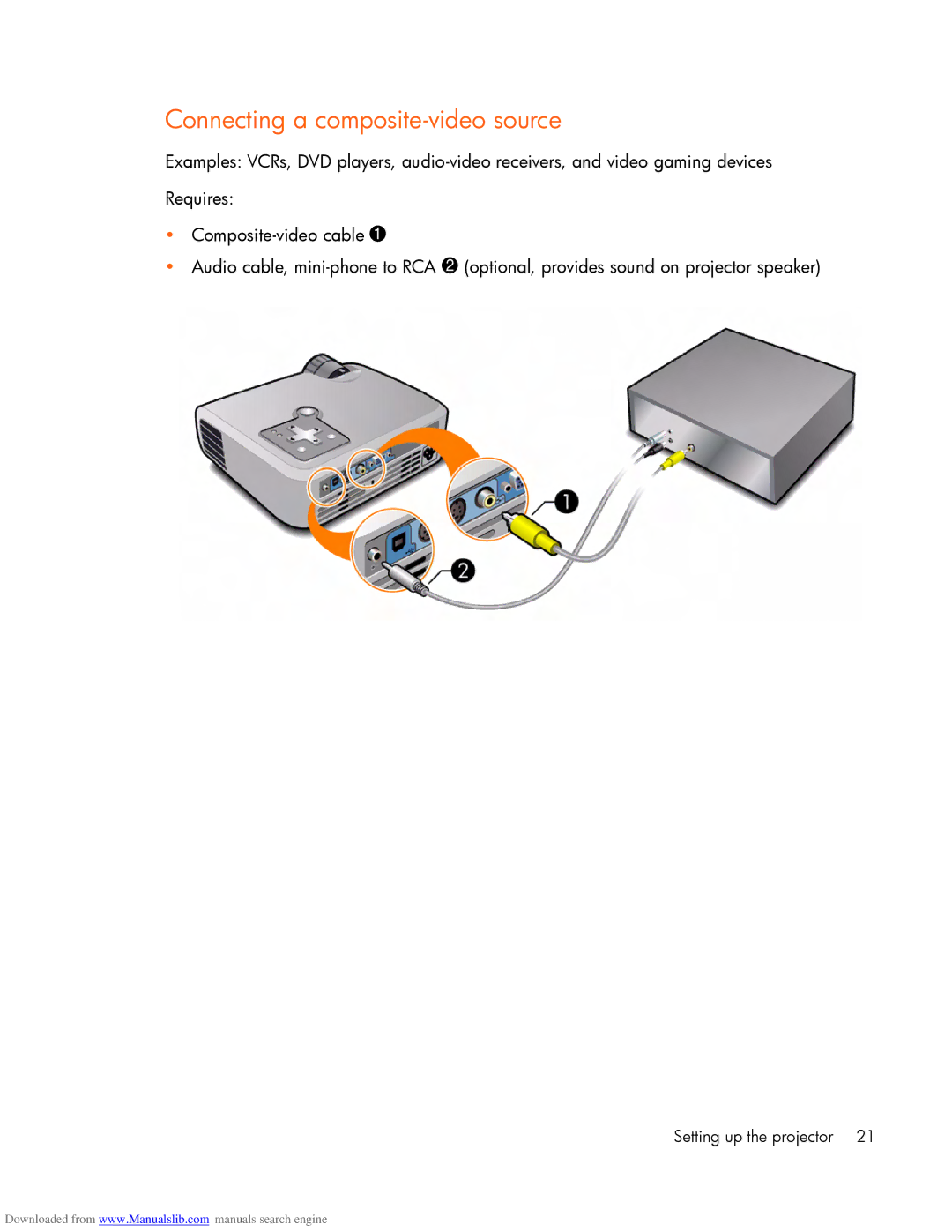 HP mp2220 manual Connecting a composite-video source 