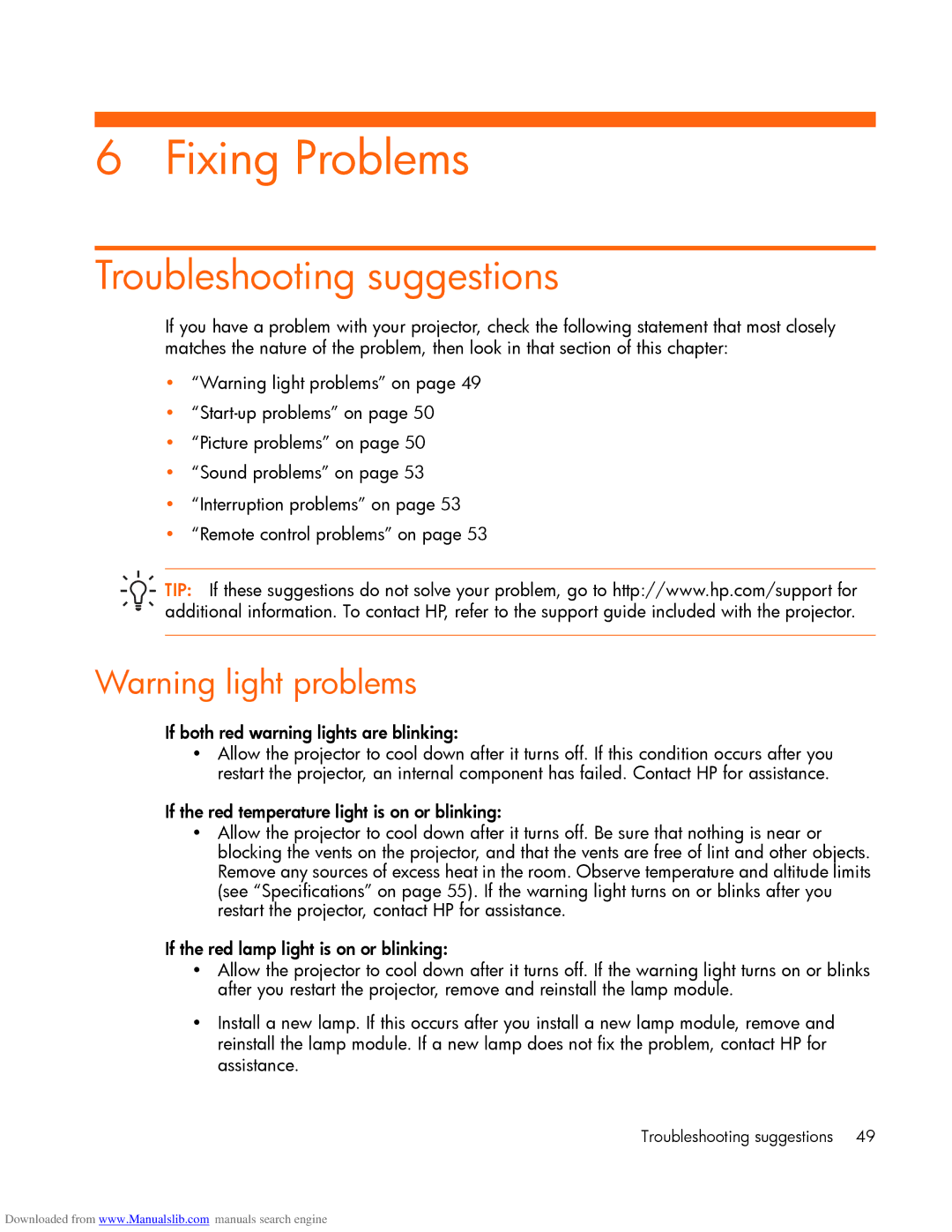 HP mp2220 manual Fixing Problems, Troubleshooting suggestions 